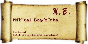 Mátai Bogárka névjegykártya